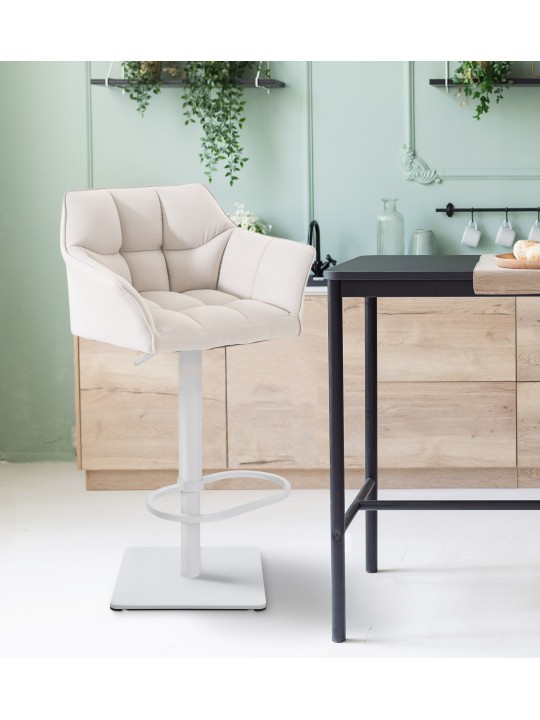 Taburete de bar Damaso W tela, blanco