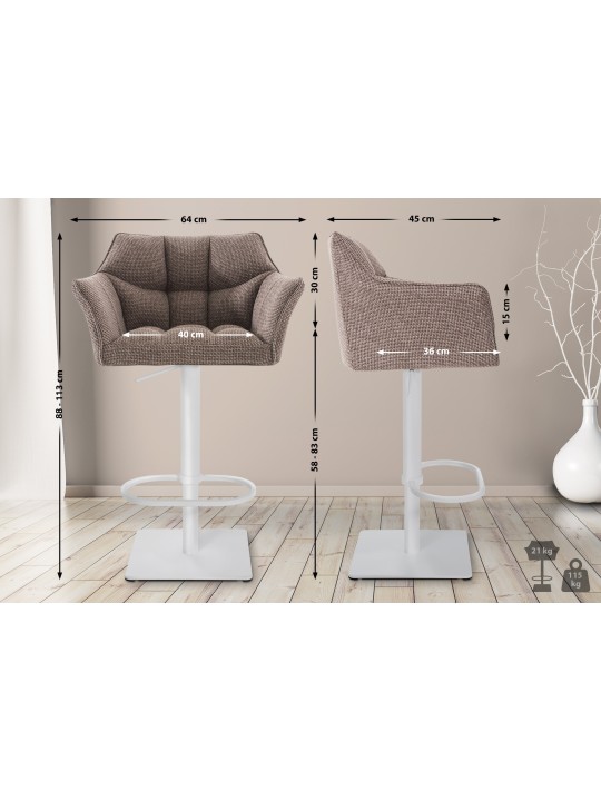 Taburete de bar Damaso W tela, marrón tierra