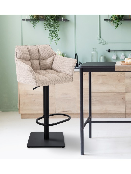 Taburete de bar Damaso B tela, marfil