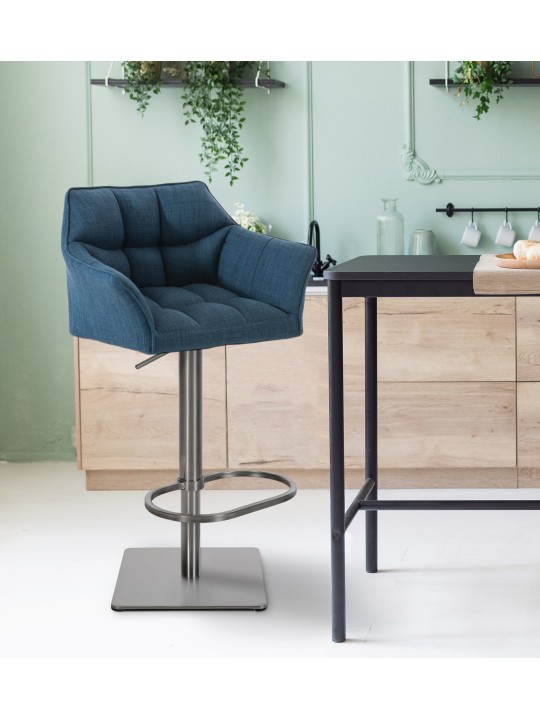 Taburete de bar Damaso E tejido, azul
