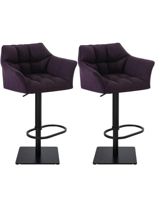 Juego de 2 taburetes de bar tela Damaso, lila