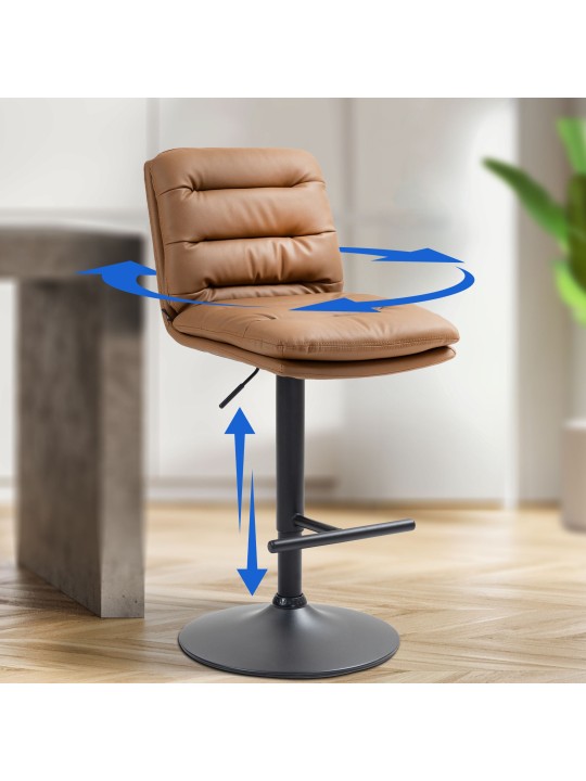 Taburete de bar Damar piel sintética, marrón claro