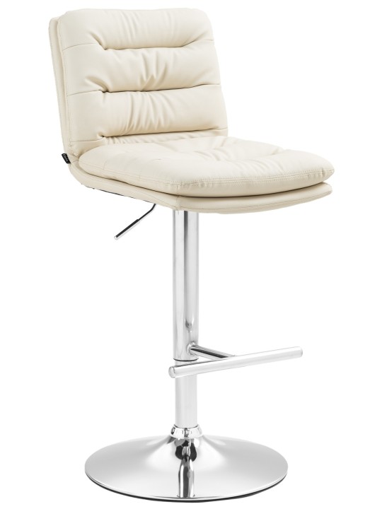 Taburete de bar Damar piel sintética cromado, crema