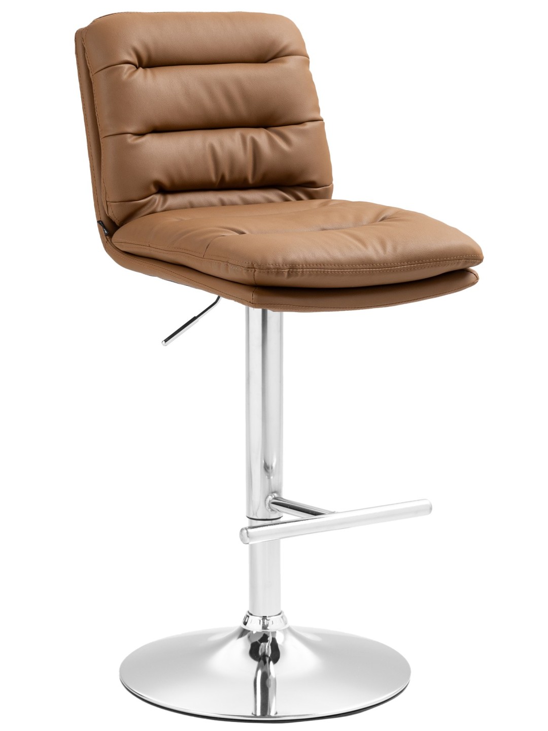 Taburete de bar Damar piel sintética cromado, marrón claro