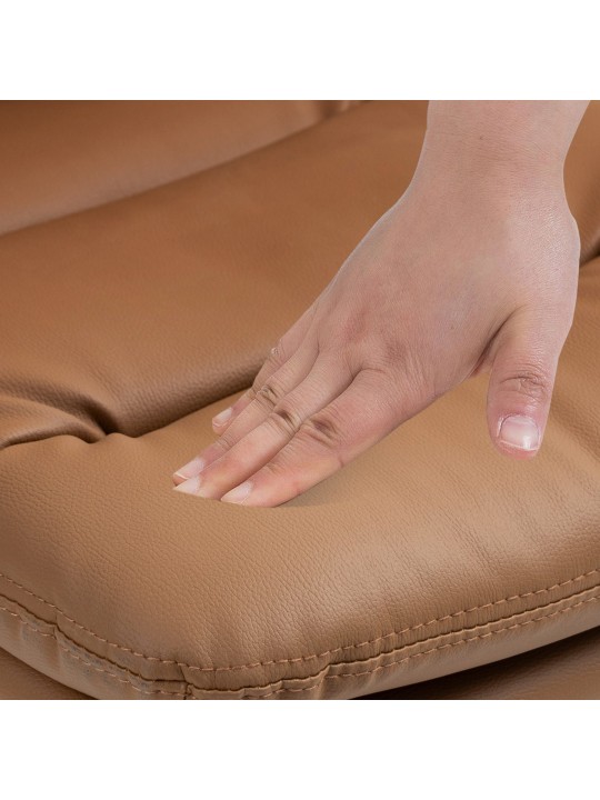 Taburete de bar Damar piel sintética cromado, marrón claro