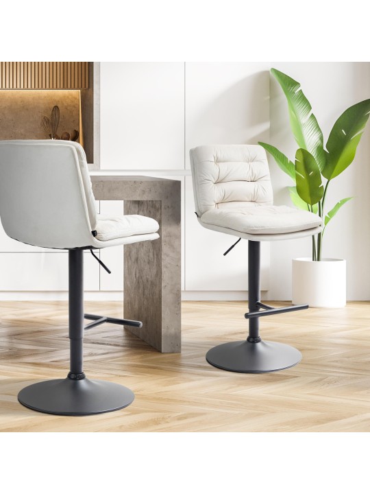 Taburete de bar Damar terciopelo, crema