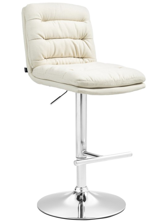 Taburete de bar Damar tela cromo, crema