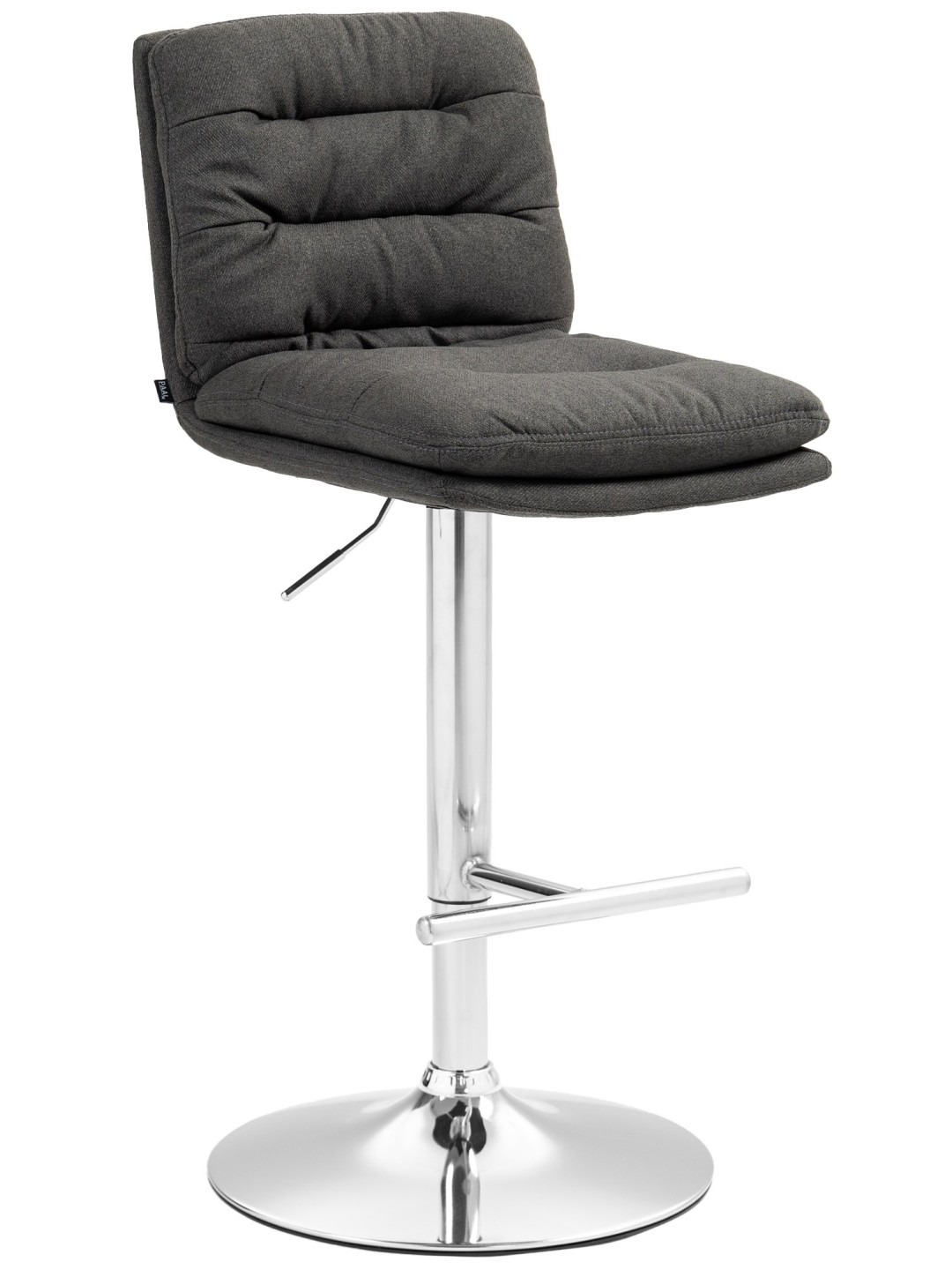 Taburete de bar Damar tela cromo, gris oscuro