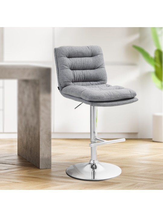 Taburete de bar Damar tela cromo, gris