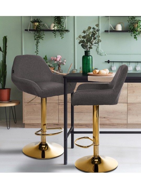 Taburete de bar Braga Tela dorada, gris oscuro