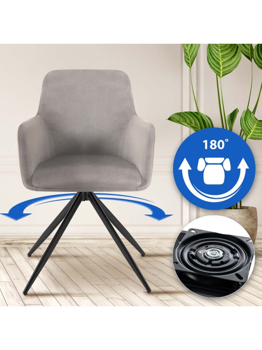 Silla de comedor Olema de terciopelo, gris