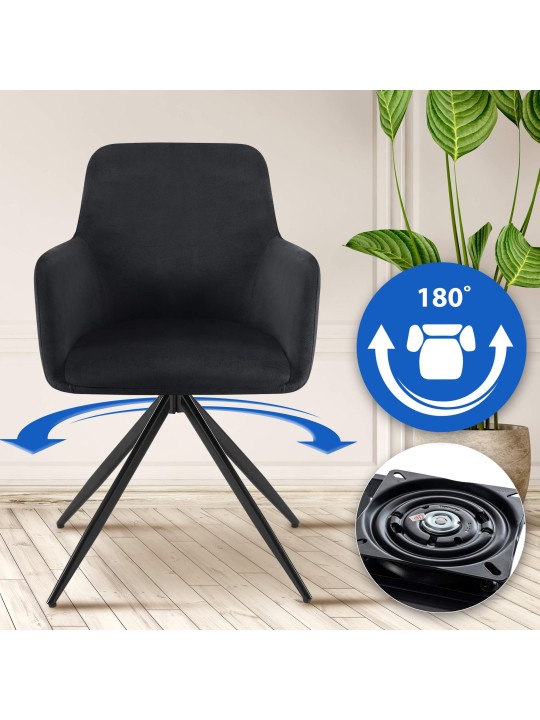 Silla de comedor Olema de terciopelo, negro Silla de comedor Olema de terciopelo, negro