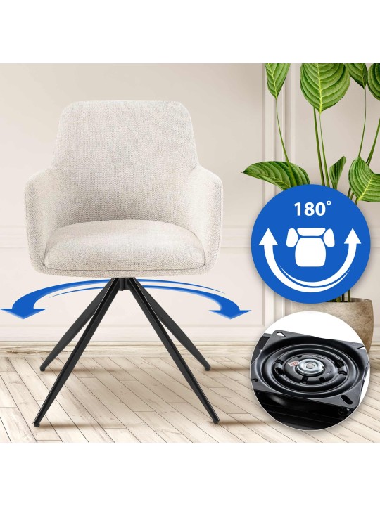 Silla de comedor Olema tela, crema