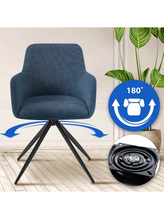 Silla de comedor Olema tela, azul