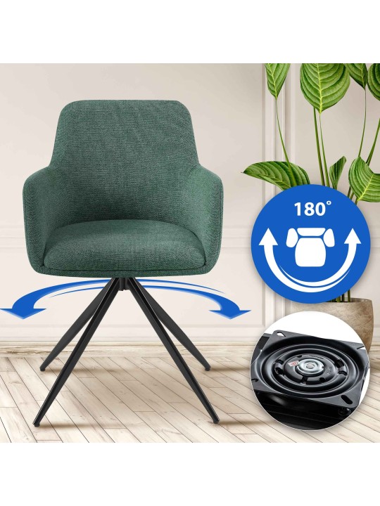 Silla de comedor Olema tela, verde