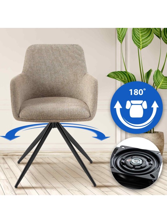 Silla de comedor Olema tela, taupe