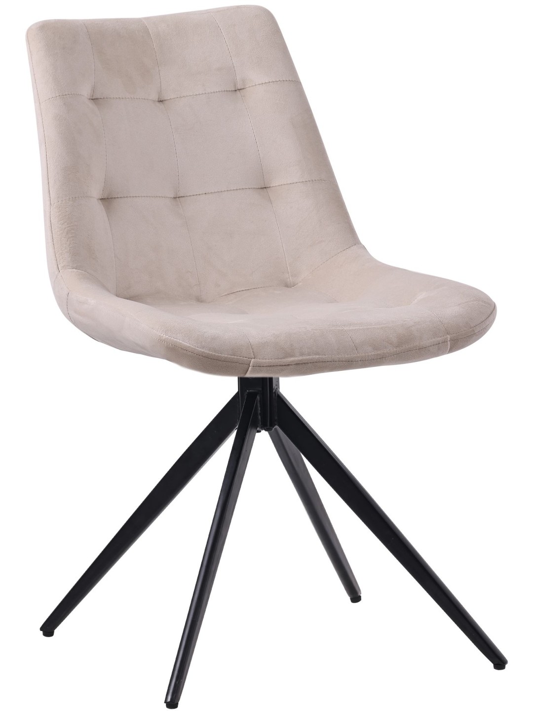 Silla de comedor Merna de terciopelo, crema