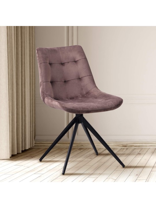 Silla de comedor Merna de terciopelo, marrón