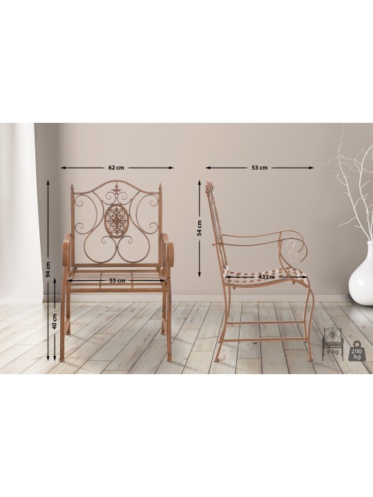 Juego de 2 sillas de jardín Punjab, marrón antiguo Juego de 2 sillas de jardín Punjab, marrón antiguo