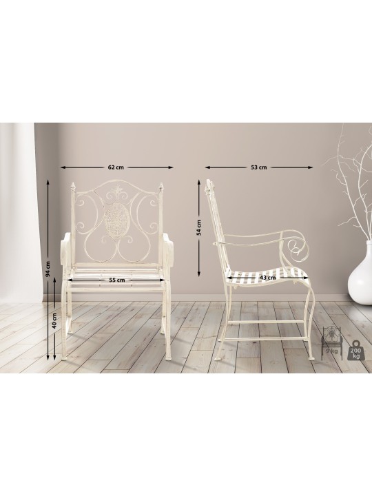 Juego de 2 sillas de jardín Punjab, crema antiguo Juego de 2 sillas de jardín Punjab, crema antiguo