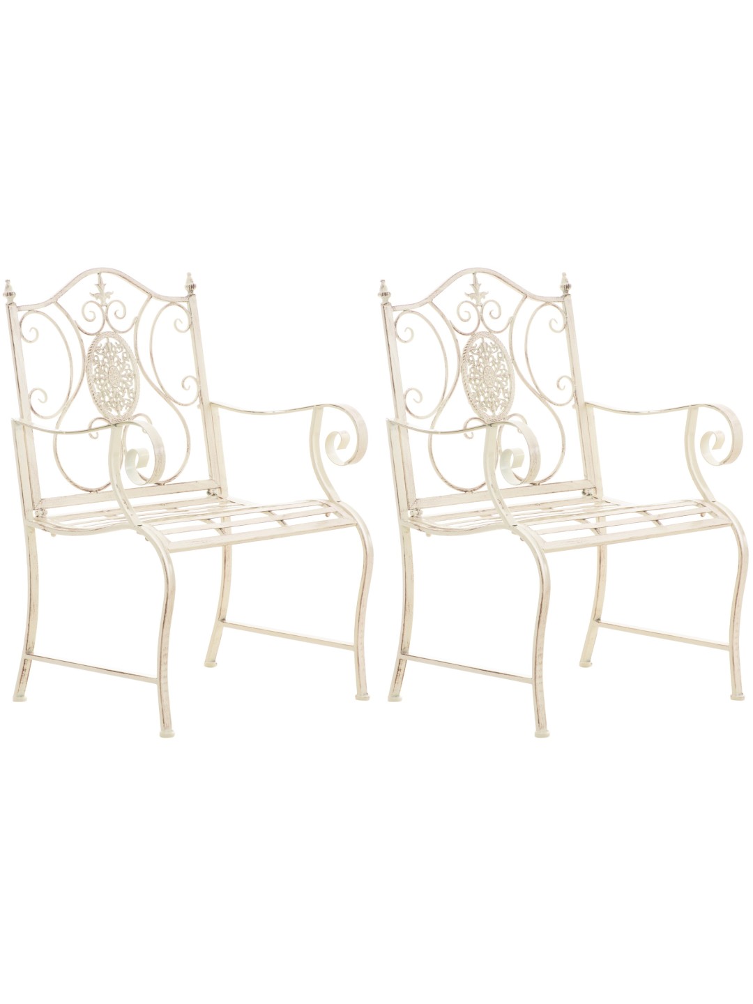Juego de 2 sillas de jardín Punjab, crema antiguo