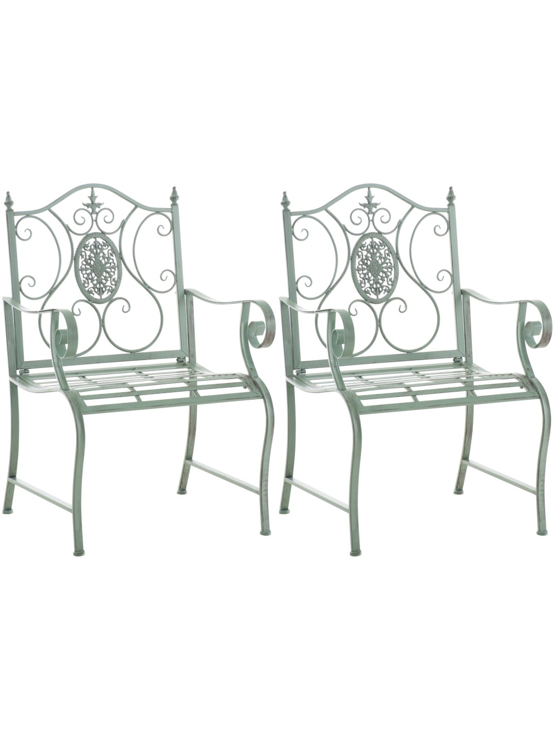 Juego de 2 sillas de jardín Punjab, verde antiguo