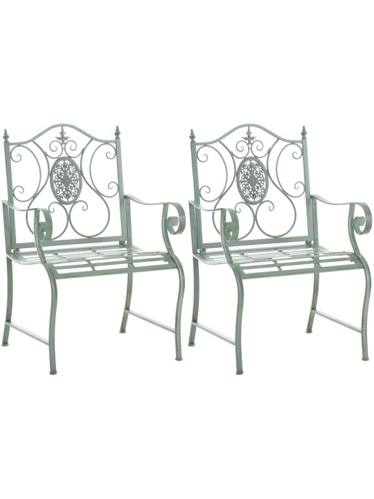 Juego de 2 sillas de jardín Punjab, verde antiguo