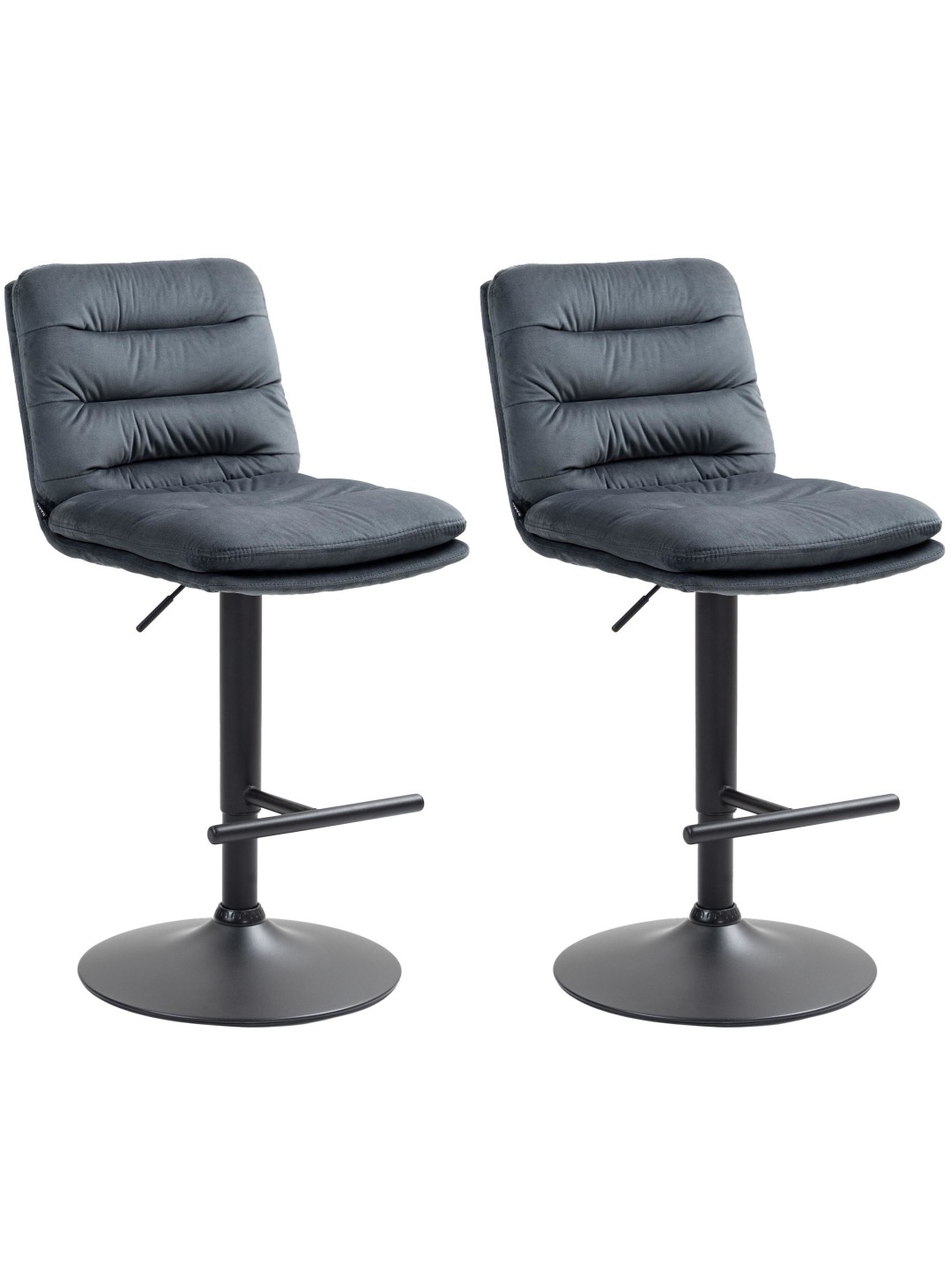 Juego de 2 taburetes de bar Damar terciopelo, gris oscuro