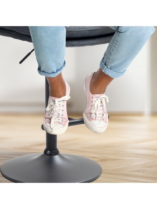 Juego de 2 taburetes de bar Damar terciopelo, gris oscuro