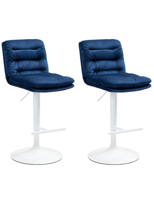 Juego de 2 taburetes de bar Damar terciopelo, azul Juego de 2 taburetes de bar Damar terciopelo, azul