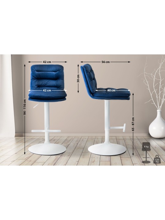 Juego de 2 taburetes de bar Damar terciopelo, azul Juego de 2 taburetes de bar Damar terciopelo, azul