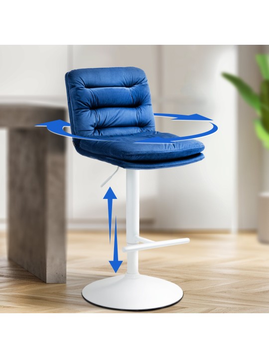 Juego de 2 taburetes de bar Damar terciopelo, azul Juego de 2 taburetes de bar Damar terciopelo, azul