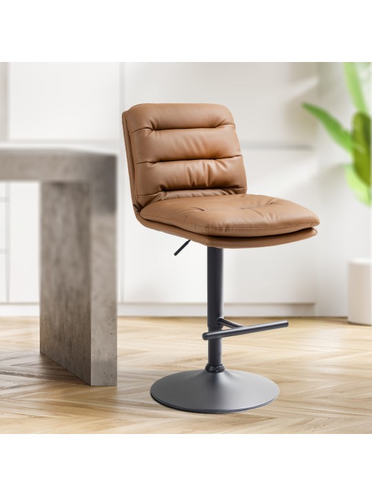 Juego de 2 taburetes de bar Damar de piel sintética, marrón claro Juego de 2 taburetes de bar Damar de piel sintética, marrón claro