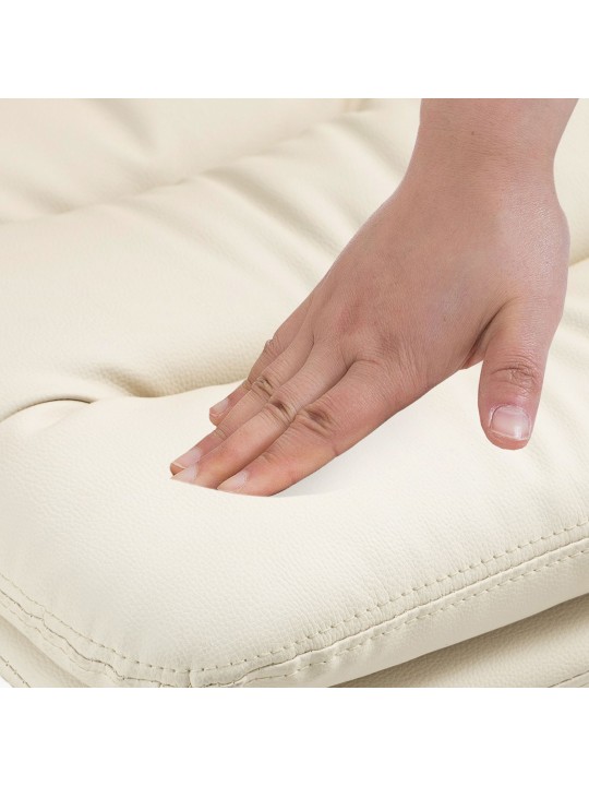 Juego de 2 taburetes de bar Damar piel sintética cromados, crema