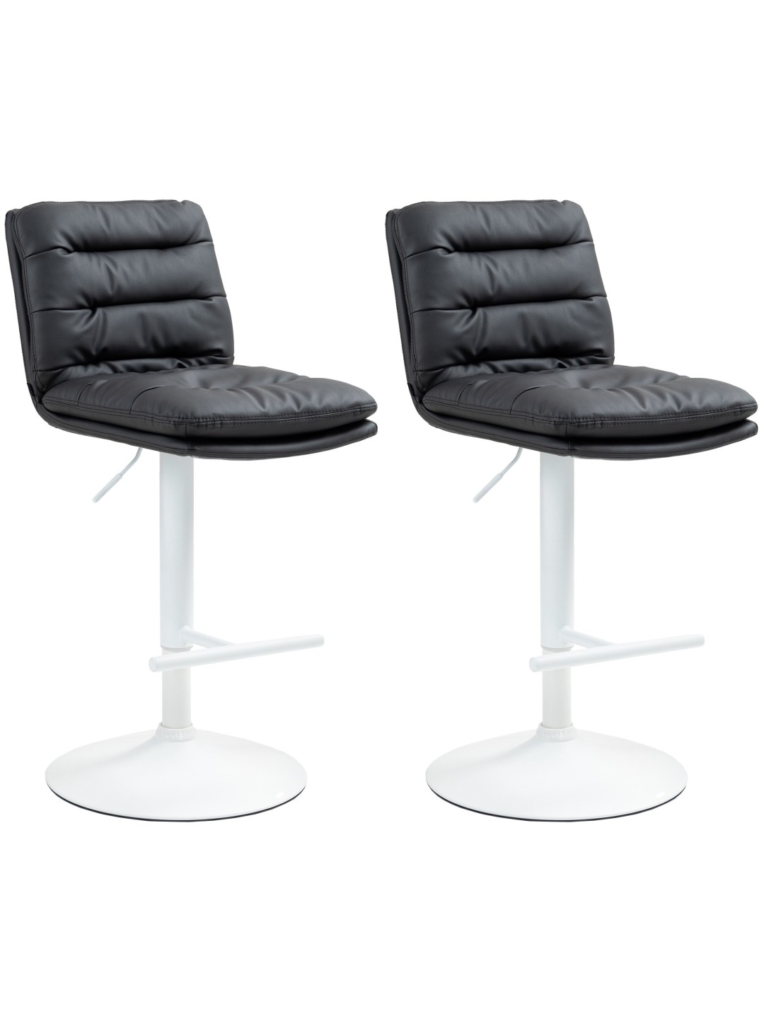 Juego de 2 taburetes de bar Damar de piel sintética, negro