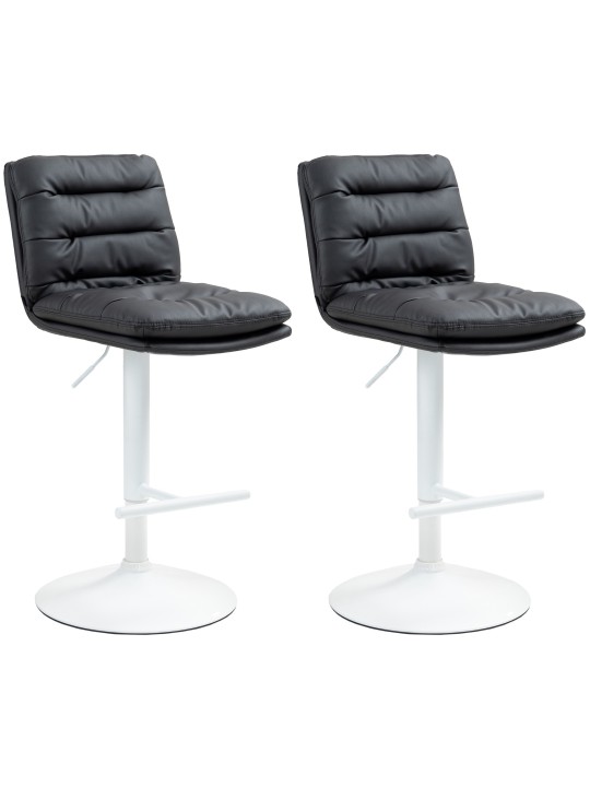 Juego de 2 taburetes de bar Damar de piel sintética, negro