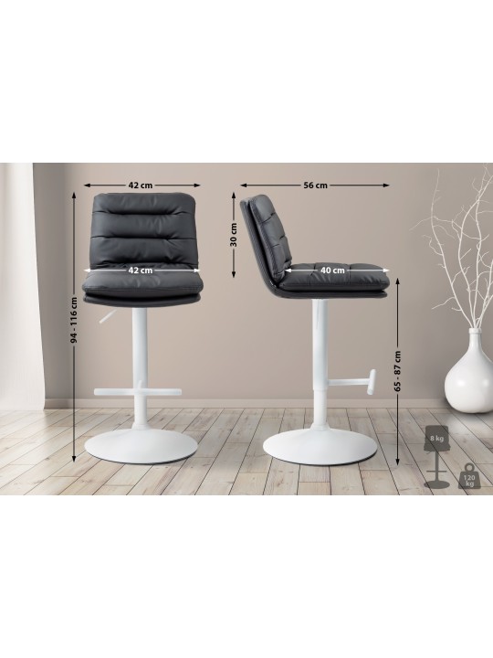Juego de 2 taburetes de bar Damar de piel sintética, negro