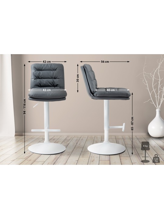 Juego de 2 taburetes de bar Damar de piel sintética, gris Juego de 2 taburetes de bar Damar de piel sintética, gris
