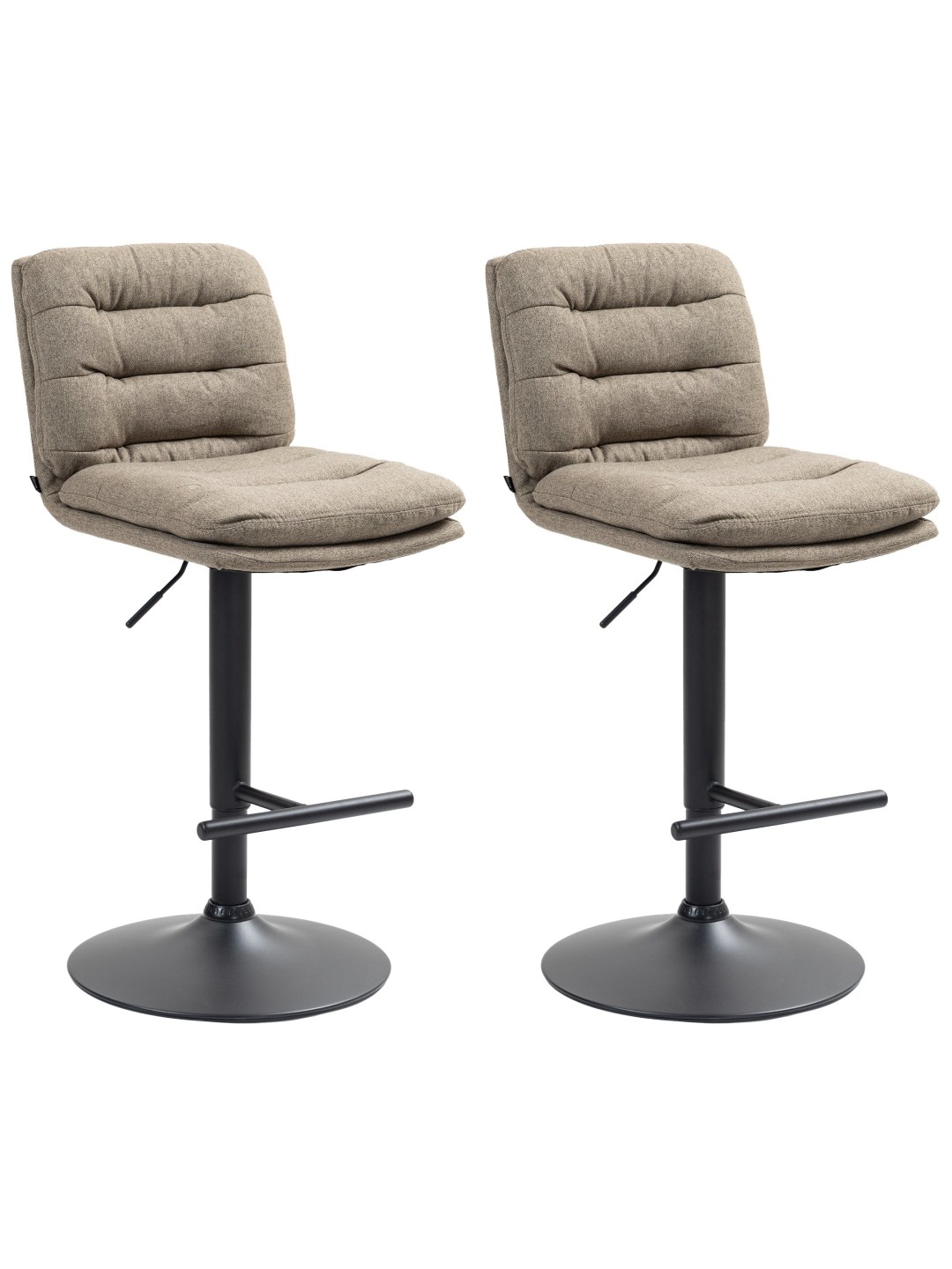 Juego de 2 taburetes de bar tela Damar, taupe