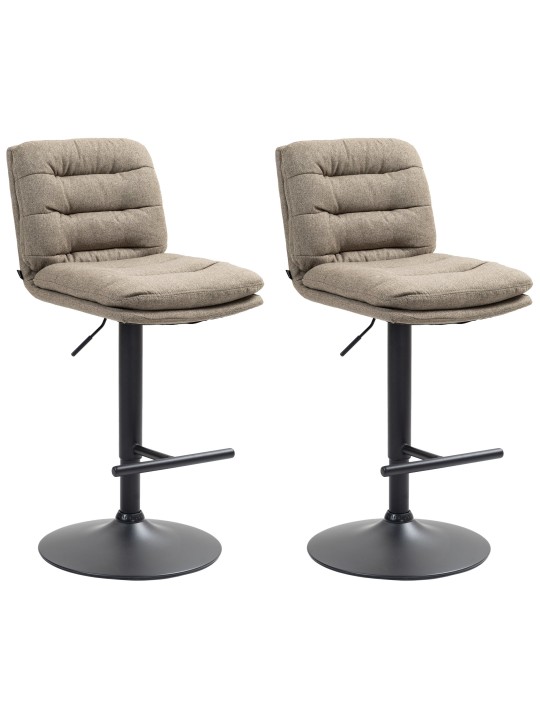 Juego de 2 taburetes de bar tela Damar, taupe Juego de 2 taburetes de bar tela Damar, taupe
