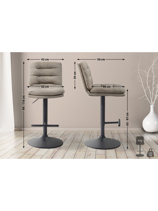 Juego de 2 taburetes de bar tela Damar, taupe Juego de 2 taburetes de bar tela Damar, taupe