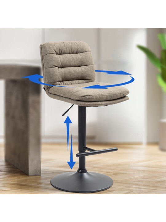 Juego de 2 taburetes de bar tela Damar, taupe Juego de 2 taburetes de bar tela Damar, taupe