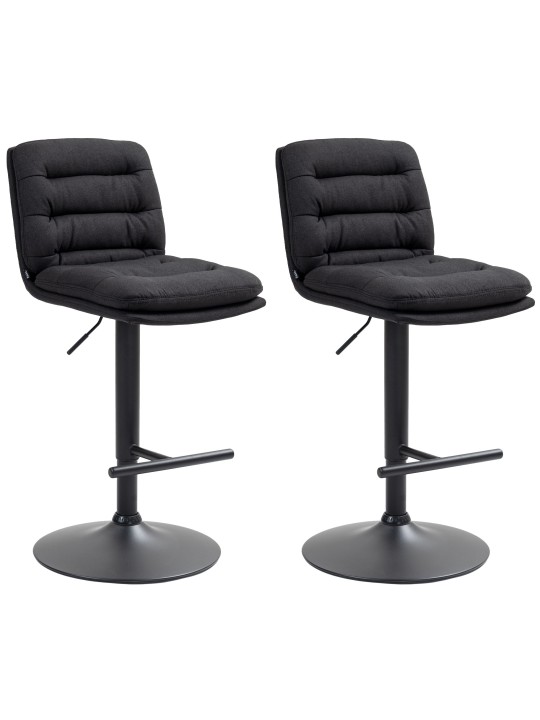 Juego de 2 taburetes de bar tela Damar, negro Juego de 2 taburetes de bar tela Damar, negro