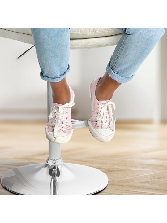 Juego de 2 taburetes de bar Damar tela cromo, crema