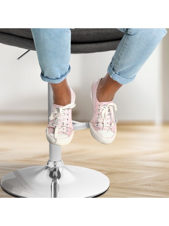 Juego de 2 taburetes de bar Damar tela cromo, gris oscuro