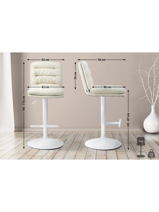 Juego de 2 taburetes de bar tela Damar, crema Juego de 2 taburetes de bar tela Damar, crema