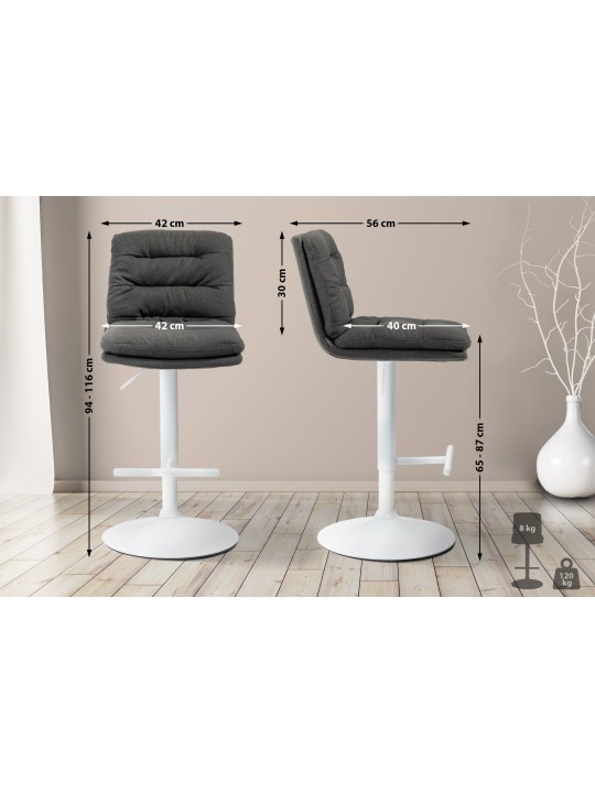 Juego de 2 taburetes de bar tela Damar, gris oscuro Juego de 2 taburetes de bar tela Damar, gris oscuro