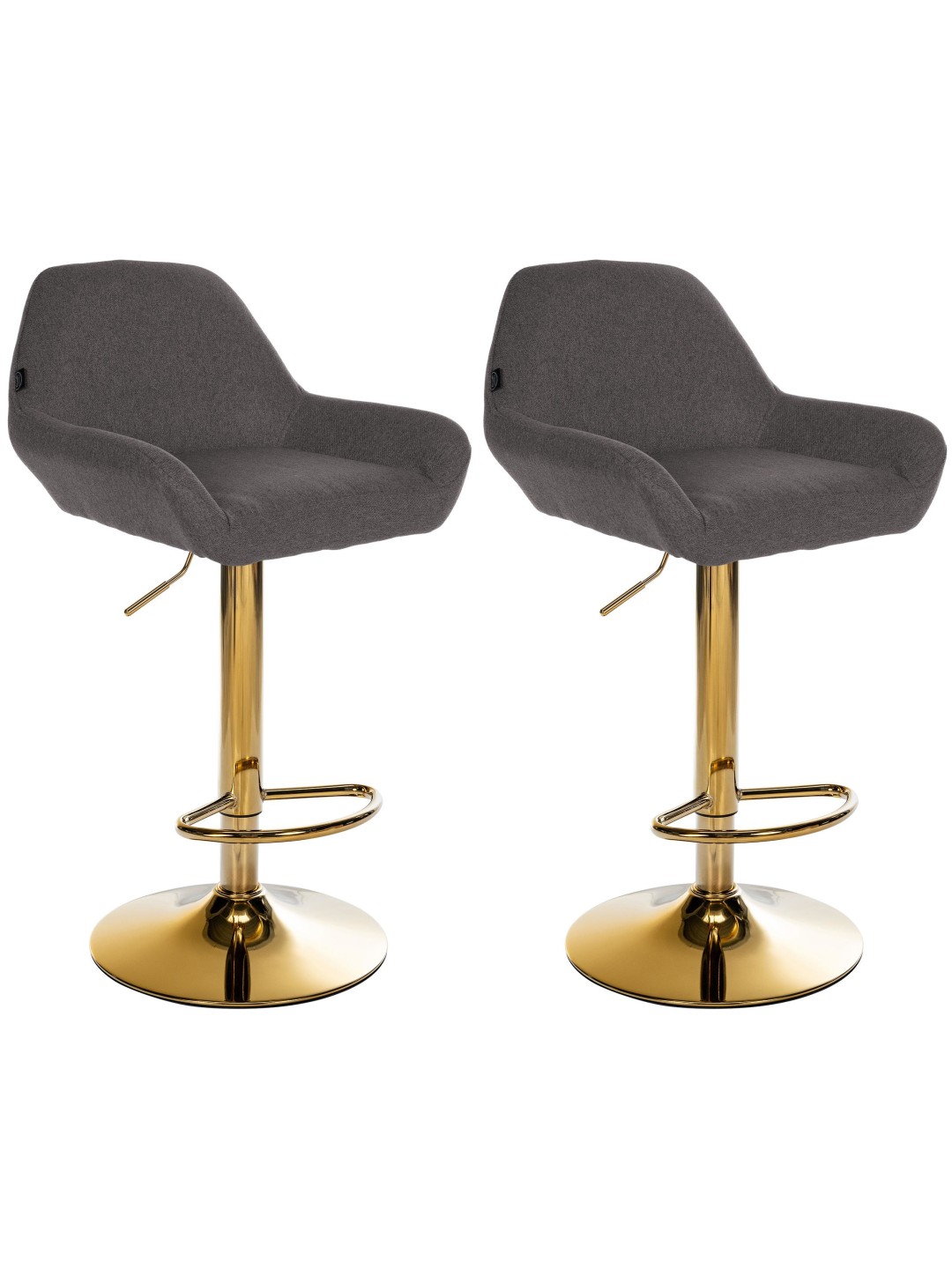 Juego de 2 taburetes de bar Braga Tela Dorada, gris oscuro