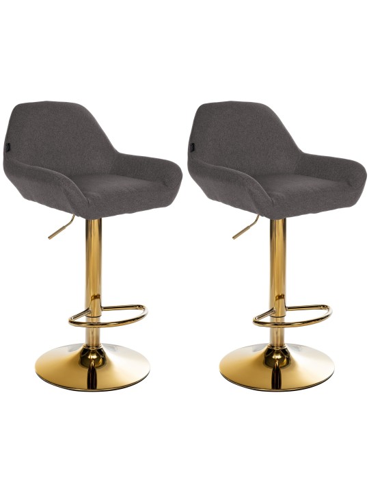 Juego de 2 taburetes de bar Braga Tela Dorada, gris oscuro Juego de 2 taburetes de bar Braga Tela Dorada, gris oscuro