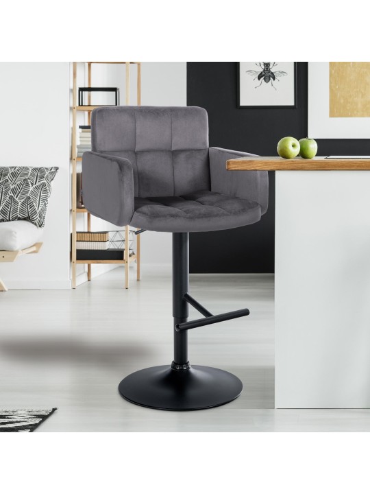Taburete de bar Los Ángeles terciopelo, gris oscuro